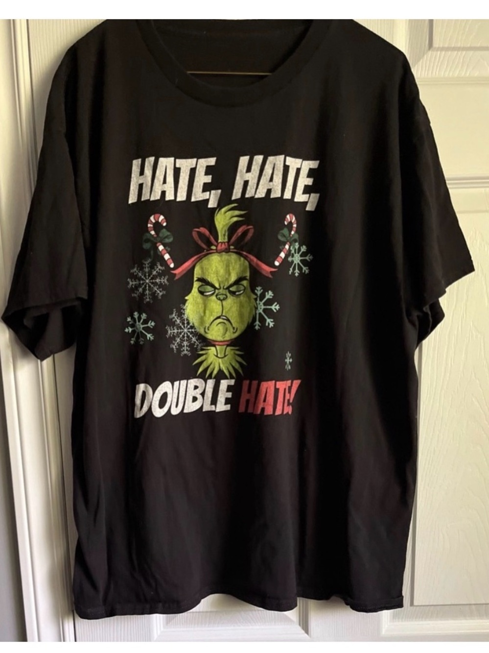 Black Grinch Graphic Tee - Holiday 'Hate, Hate, Double Hate'(No Tags)